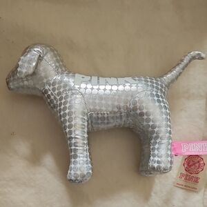 PINK Victoria's Secret Metallic Silver Dog Plush